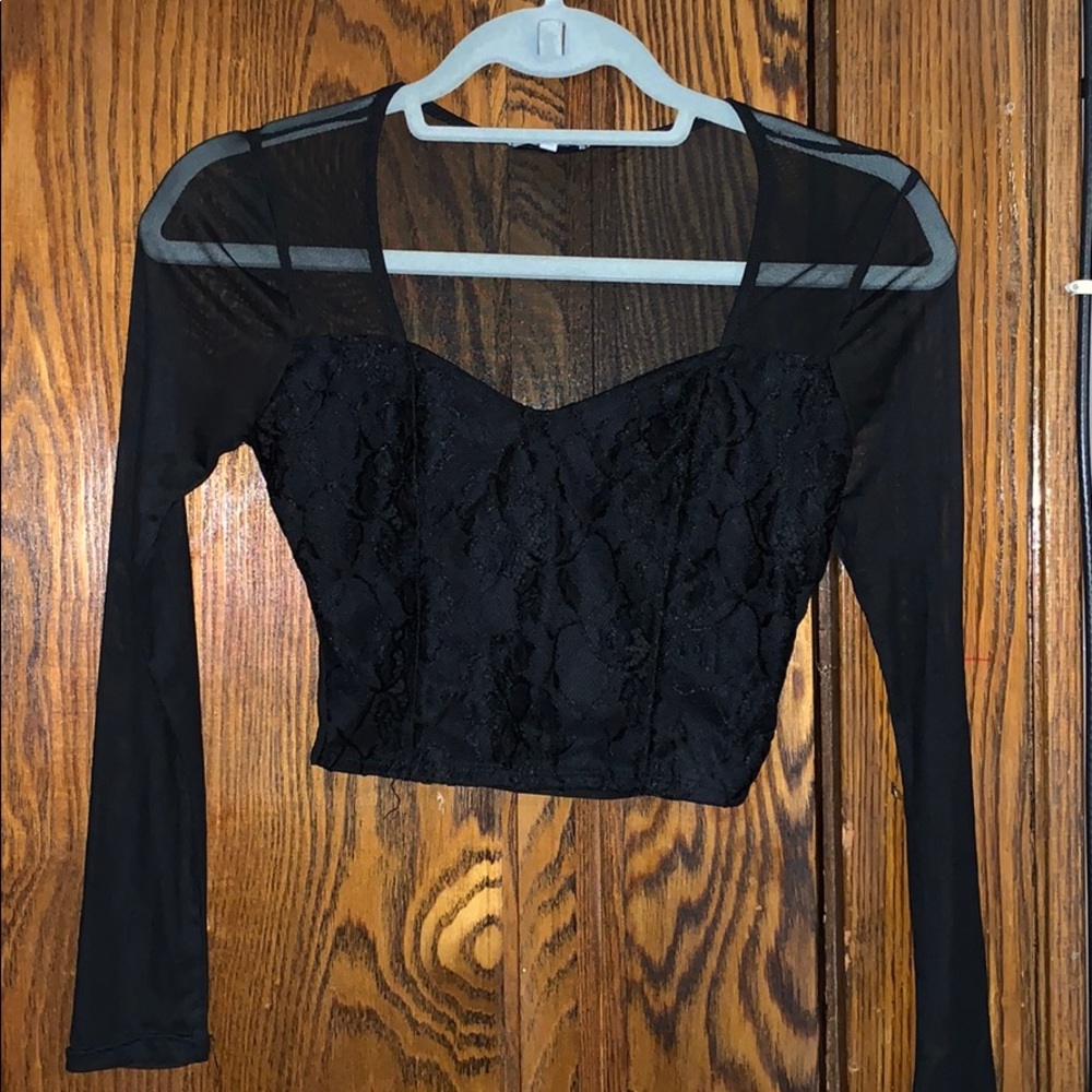 Charlotte Russe long sleeve mesh crop top